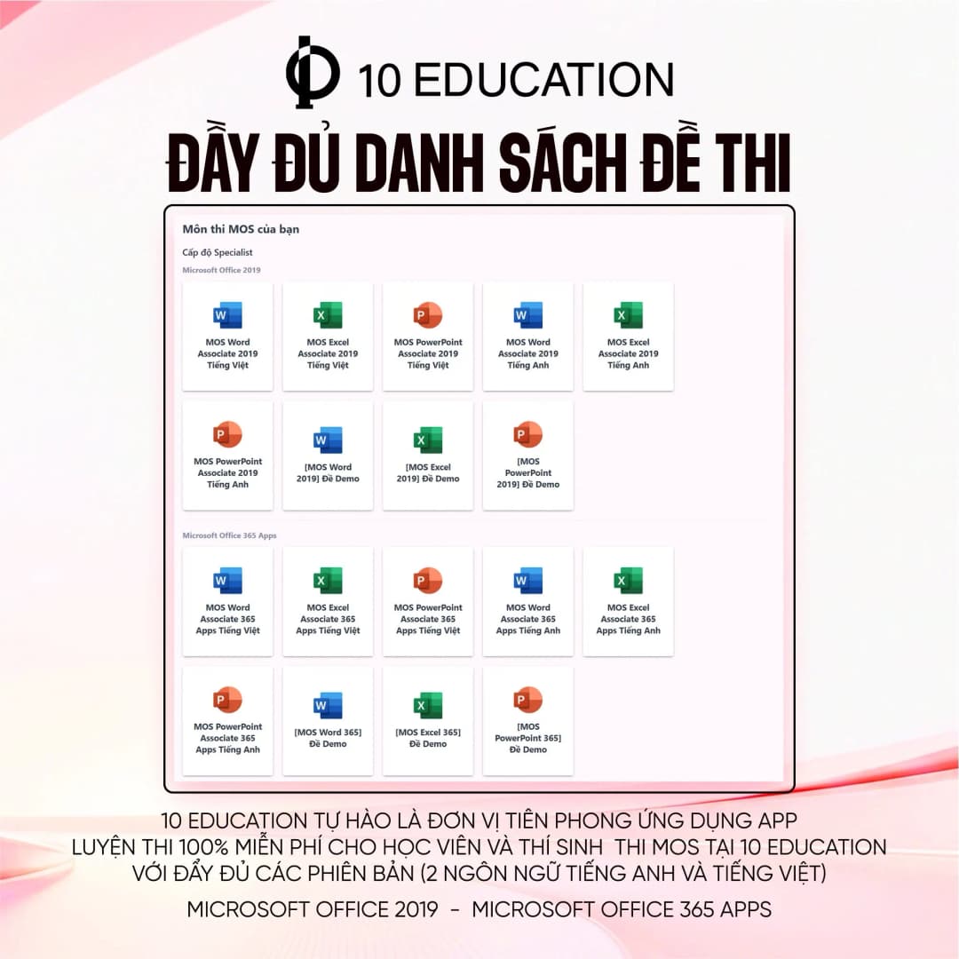 App luyện thi MOS